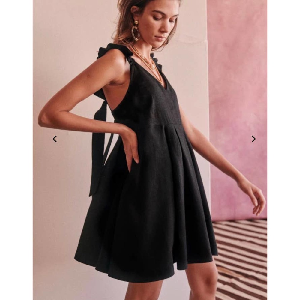 SÉZANE Lizon Dress Back Tie Bow 100% Linen Size 38 US 6